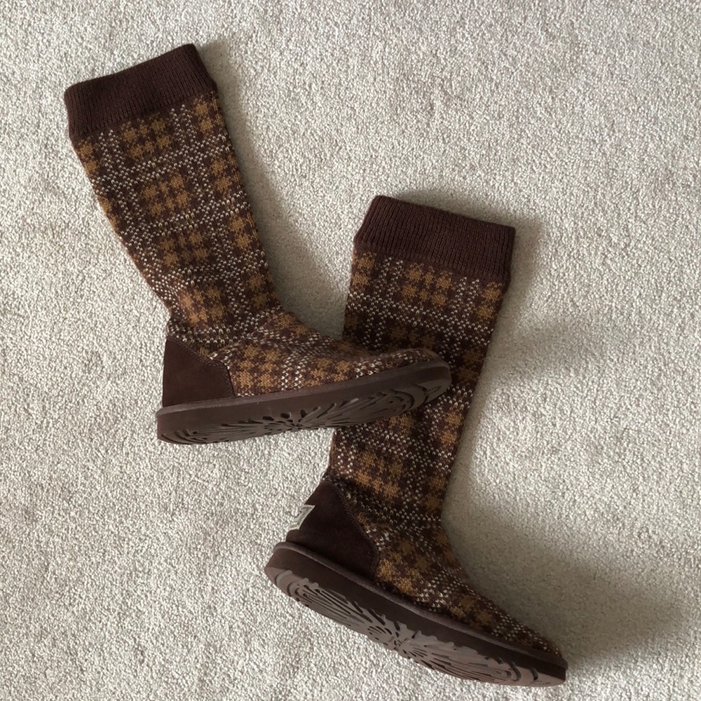 🌬Plaid knit UGG boots